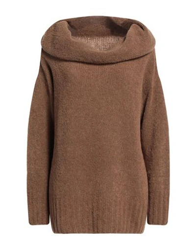 Shop Gentryportofino Woman Sweater Camel Size 10 Virgin Wool, Polyamide In Beige