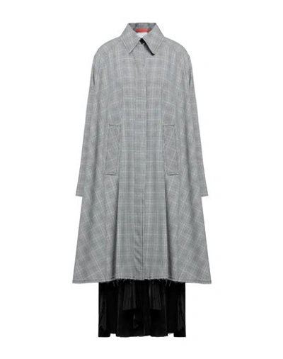 Shop Erika Cavallini Woman Overcoat & Trench Coat Grey Size 8 Polyester, Virgin Wool, Elastane