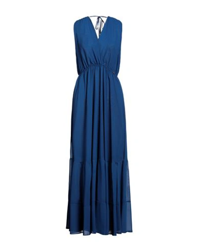 Shop Gai Mattiolo Woman Maxi Dress Navy Blue Size 10 Polyester