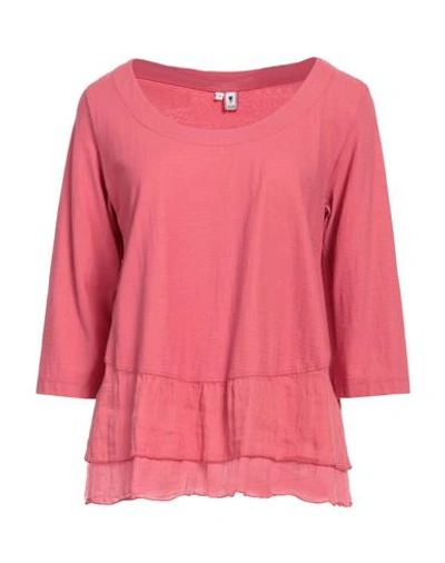 Shop European Culture Woman T-shirt Pastel Pink Size M Cotton, Ramie