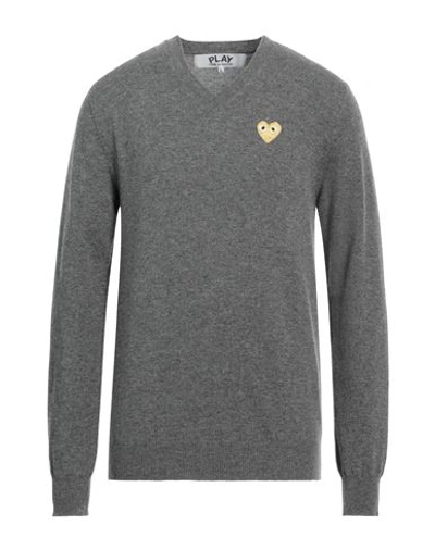 Shop Comme Des Garçons Play Man Sweater Grey Size Xl Wool