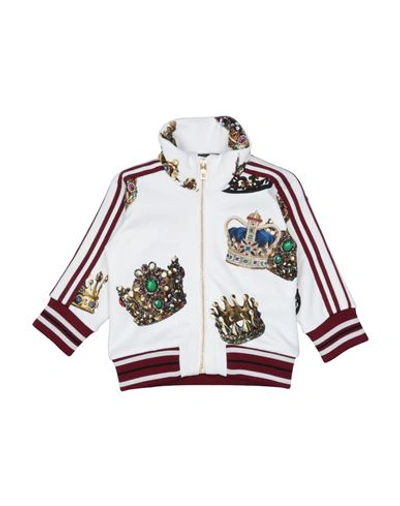 Shop Dolce & Gabbana Newborn Boy Sweatshirt White Size 3 Cotton, Viscose, Polyester, Metallic Fiber, Poly