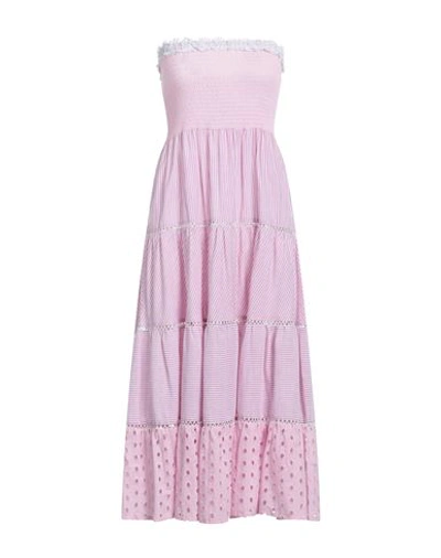 Shop Iconique Woman Midi Dress Pink Size M Cotton, Linen
