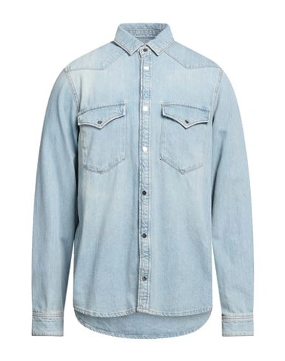 Shop Zadig & Voltaire Man Denim Shirt Blue Size L Cotton