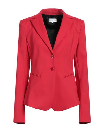 Patrizia Pepe Woman Blazer Red Size 12 Cotton, Polyamide, Elastane In Red