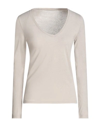 Majestic Filatures Woman T-shirt Light Grey Size 0 Cotton, Cashmere In Grey