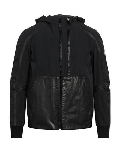 Shop A.testoni A. Testoni Man Jacket Black Size 40 Polyester, Ovine Leather