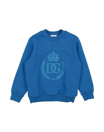 Shop Dolce & Gabbana Toddler Boy Sweatshirt Bright Blue Size 6 Cotton, Elastane