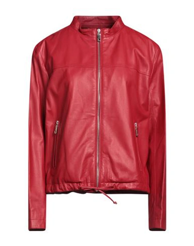 Shop A.testoni A. Testoni Woman Jacket Red Size 12 Lambskin