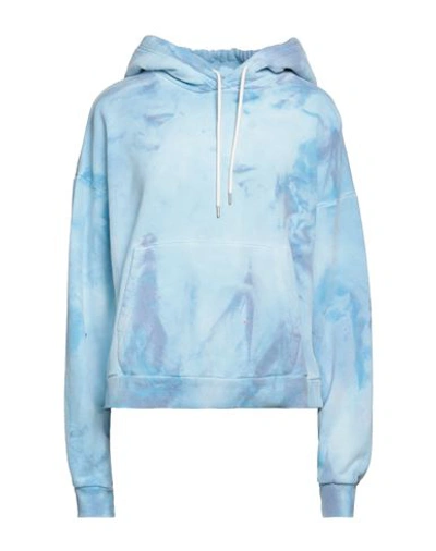 Shop John Elliott Woman Sweatshirt Sky Blue Size 3 Cotton, Polyurethane