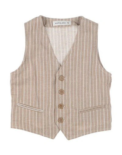 Manuel Ritz Toddler Boy Tailored Vest Taupe Size 4 Linen, Cotton, Polyester In Grey