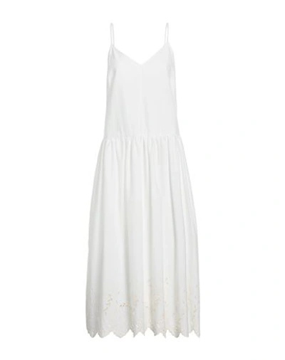 Shop Blu Bianco Woman Midi Dress White Size 8 Cotton