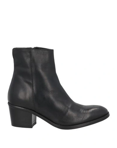 1725.a Woman Ankle Boots Black Size 11 Soft Leather In Black