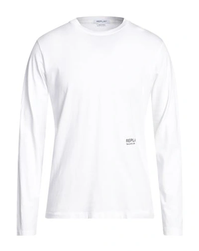 Shop Replay Man T-shirt White Size L Cotton