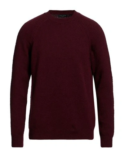Roberto Collina Man Sweater Burgundy Size 36 Wool, Nylon, Elastane In Red