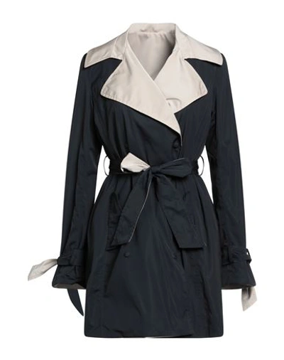 Shop A.testoni A. Testoni Woman Overcoat & Trench Coat Midnight Blue Size 8 Polyester