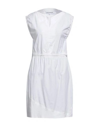 Shop European Culture Woman Mini Dress White Size Xxl Cotton, Elastane