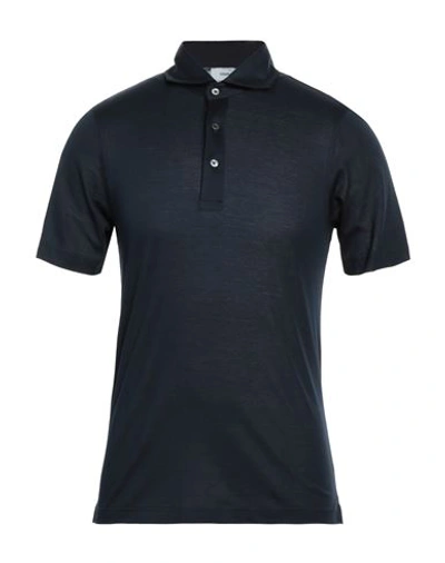 Shop Gran Sasso Man Polo Shirt Navy Blue Size 34 Cotton