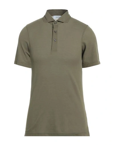 Shop Gran Sasso Man Polo Shirt Military Green Size 34 Cotton