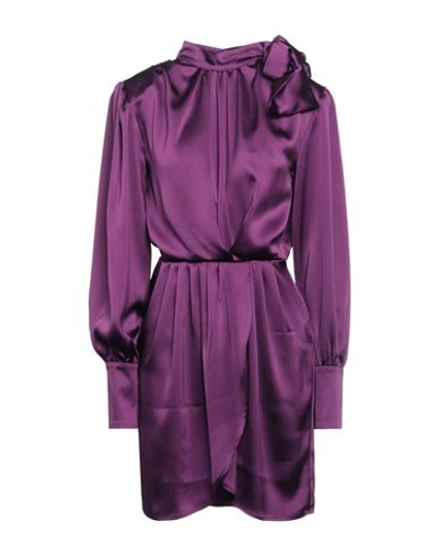 Shop Actualee Woman Short Dress Deep Purple Size 8 Polyester