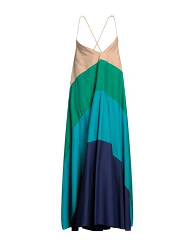 Shop Semicouture Woman Maxi Dress Beige Size 10 Cotton, Polyamide, Elastane