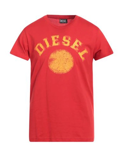 Shop Diesel Man T-shirt Red Size Xl Cotton