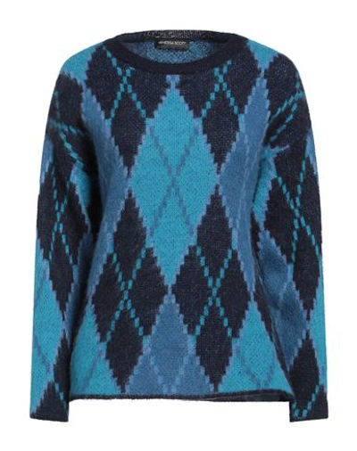 Shop Vanessa Scott Woman Sweater Blue Size M Acrylic, Polyamide, Wool, Mohair Wool