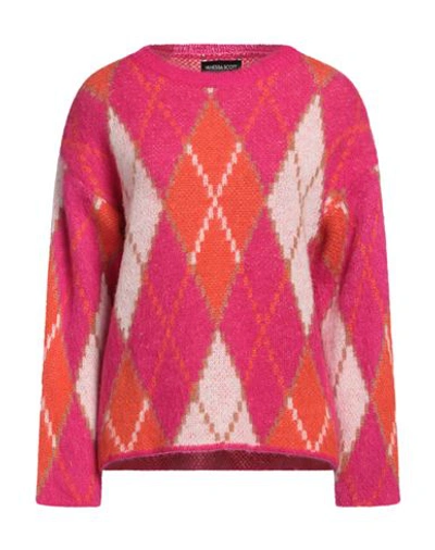 Shop Vanessa Scott Woman Sweater Fuchsia Size M Acrylic, Polyamide, Wool, Mohair Wool In Pink