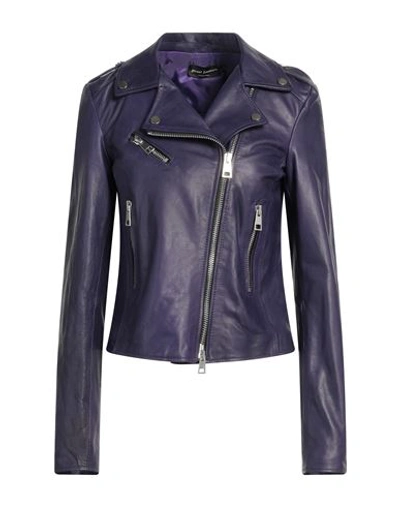 Street Leathers Woman Jacket Dark Purple Size Xl Soft Leather In Purple