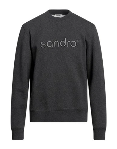 Shop Sandro Man Sweatshirt Steel Grey Size M Cotton, Elastane, Polyester