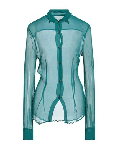 Shop Dries Van Noten Woman Shirt Deep Jade Size 8 Silk In Green