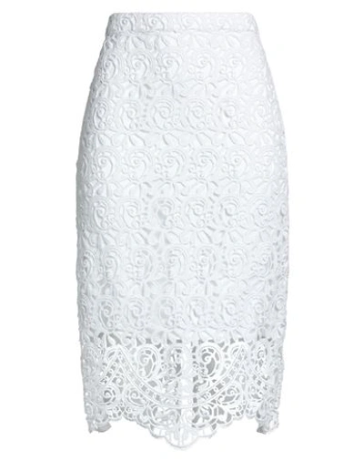 Shop Burberry Woman Midi Skirt White Size 8 Cotton, Polyester