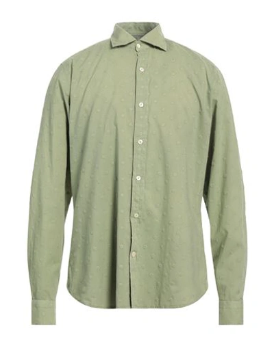 Shop Tintoria Mattei 954 Man Shirt Military Green Size 16 ½ Cotton