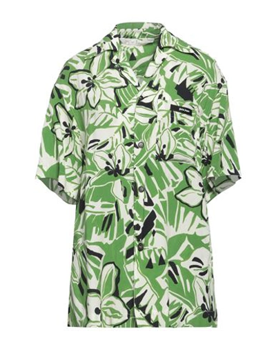 Shop Palm Angels Woman Shirt Green Size 4 Viscose, Polyester