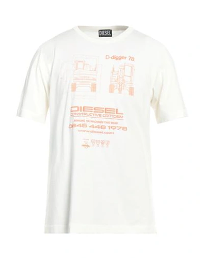 Shop Diesel Man T-shirt Cream Size Xxl Cotton In White