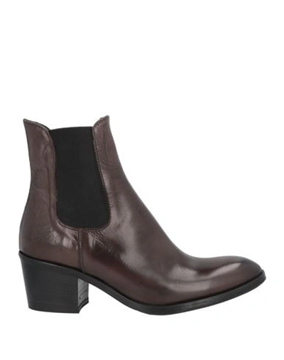 1725.a Woman Ankle Boots Dark Brown Size 11 Soft Leather In Brown