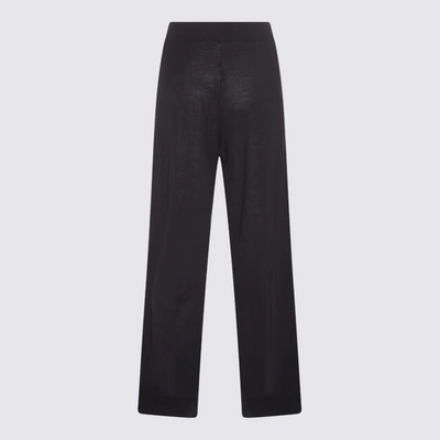 Shop Allude Navy Wool Pants In Blue