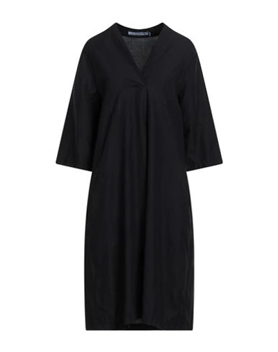 Shop European Culture Woman Midi Dress Black Size M Lyocell, Linen