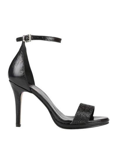 Shop Divine Follie Woman Sandals Black Size 8 Textile Fibers