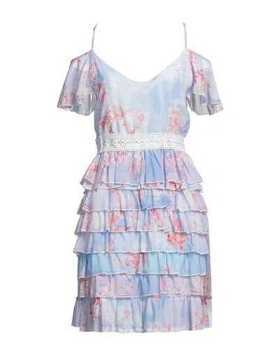 Fracomina Woman Short Dress Sky Blue Size S Polyester In Blue