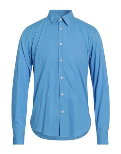 Shop Sandro Man Shirt Azure Size S Cotton In Blue
