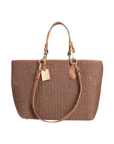 Shop Marc Ellis Woman Handbag Brown Size - Soft Leather, Textile Fibers