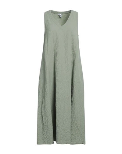 Shop European Culture Woman Midi Dress Sage Green Size L Cotton, Rubber