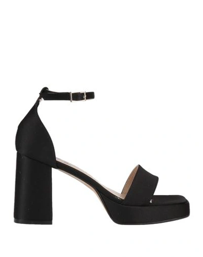 Shop Divine Follie Woman Sandals Black Size 10 Textile Fibers