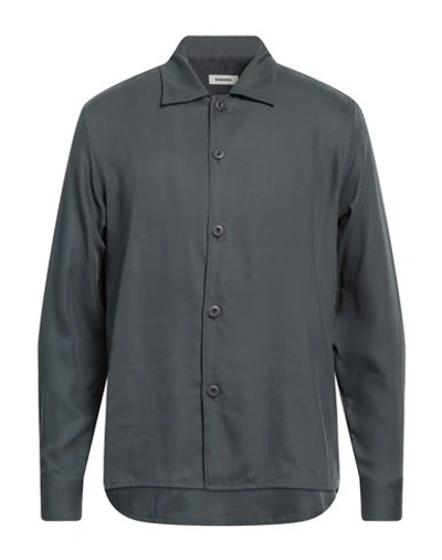 Shop Sandro Man Shirt Lead Size Xl Lyocell, Viscose In Grey