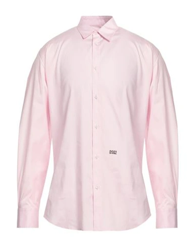 Shop Dsquared2 Man Shirt Pink Size 44 Cotton, Elastane
