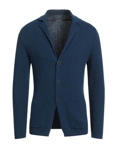 Shop A.testoni A. Testoni Man Blazer Blue Size 36 Cotton