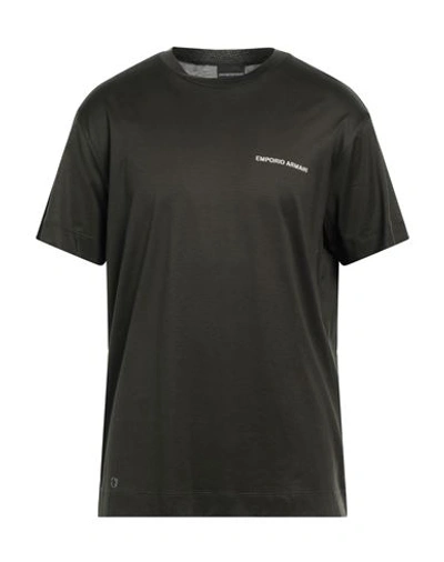 Shop Emporio Armani Man T-shirt Dark Green Size Xs Lyocell, Cotton