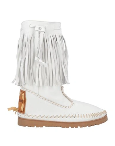 Dsquared2 Woman Knee Boots White Size 11 Calfskin In White