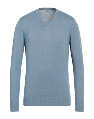 Shop Egon Von Furstenberg Man Sweater Light Blue Size S Wool, Viscose, Pes - Polyethersulfone